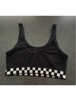 Women's Vans Black & White Checkered Sports Bra S thumbnail 7
