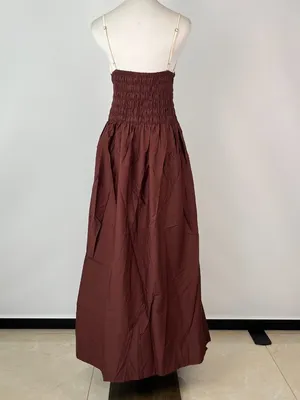 NWOT Farm Rio Cotton Sleeveless Midi Dress Brown and Ivory Sz XS thumbnail 8