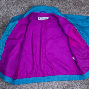 Vintage 90s Columbia Windbreaker Jacket‎ Womens L Teal Purple Radial Sleeve thumbnail 3