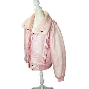Vintage Pink Ski Puffer Jacket Retro Apres Ski Aspen Style Bomber M thumbnail 4