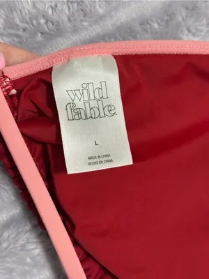 Wild Fable Red Floral Bikini Top with Pink Trim — Size L thumbnail 3