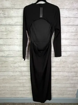 Lulus Flawless Esteem Black Long Sleeve Cutout Column Maxi Dress Size Large thumbnail 7