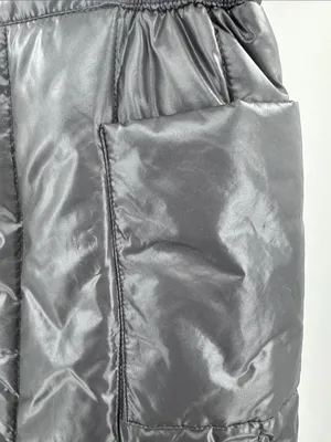 Black puffer snap front maxi skirt winter neutral pockets outdoor casual ski thumbnail 7