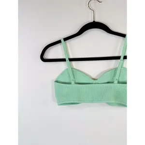 NWT Aritzia Babaton Womens Bra Green Sculpt Knit Ribbed Wireless Bralette Medium thumbnail 6