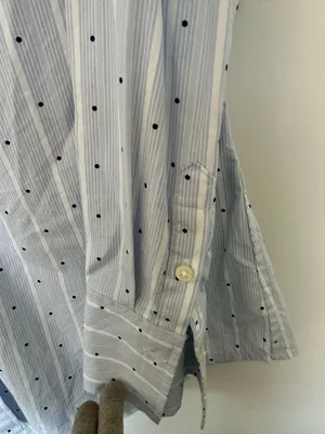 Banana Republic Riley Shirt Size 10 Blue White Striped Polka Dot Long thumbnail 7
