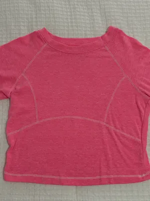 Altar'd State AS Revival Pink Stitched Woman’s Cropped Tee, Size Small. thumbnail 2