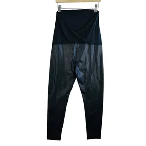 Ingrid Isabel Maternity Faux Leather Leggings Over Belly Panel Black‎ L Chic thumbnail 2