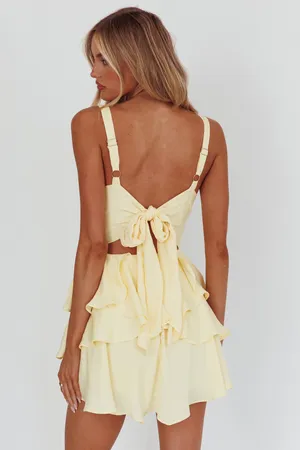 Selfie Leslie Yellow V neck Romper Medium thumbnail 5
