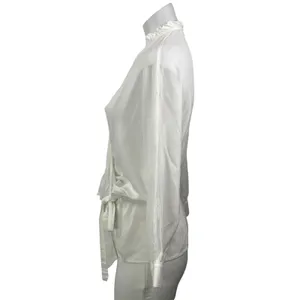 Zara Women's White Long Sleeve Ruffle V Neck Tie Peplum Wrap Blouse Top Size S thumbnail 2