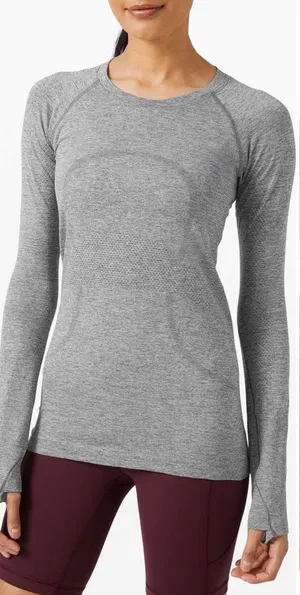 Lululemon Swiftly Tech Long Sleeve Crew 2.0 in Slate/White Size 4 thumbnail 1