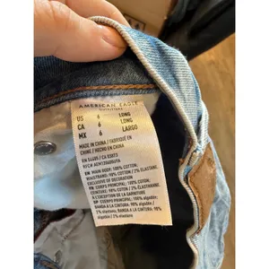 American Eagle‎ Highest Rise 90s Boyfriend Jeans Distressed Plaid Patch Light 6L thumbnail 4