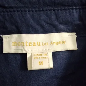 Monteau Women Babydoll Shirt Dress Navy Blue‎ Tiered Ruffle Cap Sleeve M thumbnail 3
