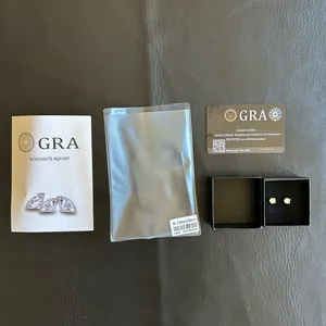 Moissanite Earrings VVS1 GRA Certified Stud Earrings Passes Tester 14k Gold Real thumbnail 2