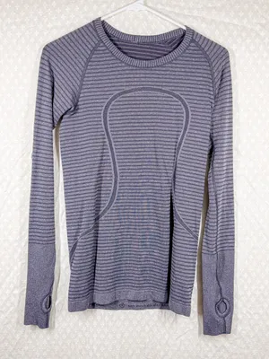 Lululemon Purple‎ Striped Run Swiftly Tech Top thumbnail 2