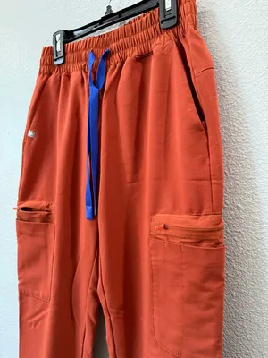 FIGS Technical Collection Jogger Scrub Pants XS Burnt Orange Elastic Waist Cargo thumbnail 3