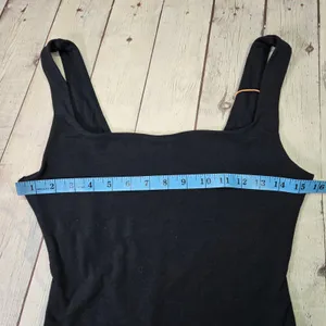 Quince Black Square Neck Thong‎ Bodysuit Sleeveless Tank Top New NWT thumbnail 6