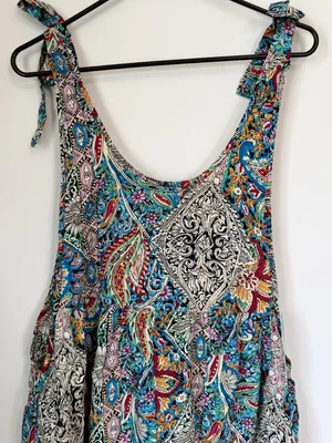 NWT Cupshe Paisley Scoop Neck Tie Shoulder Wide Leg Romper - Size: Large thumbnail 6
