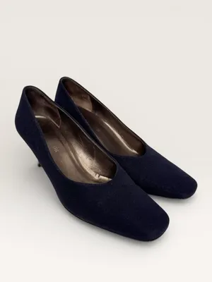 Ann Taylor 2010’s Round Toe Fabric Leather Kitten Heel Black Pumps Sz 9 thumbnail 2