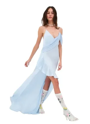 For Love & Lemons Pastel Blue Satin James Maxi Dress Womens M thumbnail 1