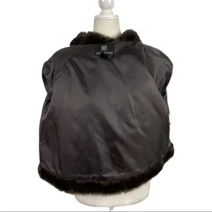 Alpine Studio Women's Fur Faux Brown Cropped Coat Jacket Size Medium thumbnail 12