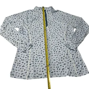 Peter Millar M 1/2 Zip Sun Shirt Light Blue Umbrella Print Golf Long Sleeve‎ thumbnail 7