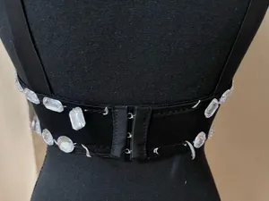 Embellished black crystal bra top Size XL thumbnail 3