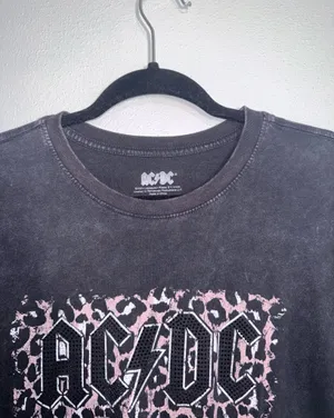 Maurices AC/DC Black Animal Print Graphic Tee Rhinestone Oversized thumbnail 3