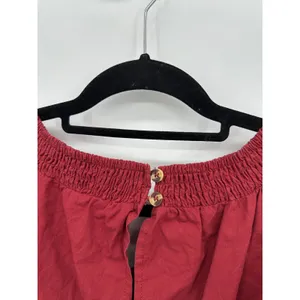 Cottagecore Red Smocked V-Neck Balloon Sleeve 100%‎ Cotton Mini Dress Sz L Boho thumbnail 7