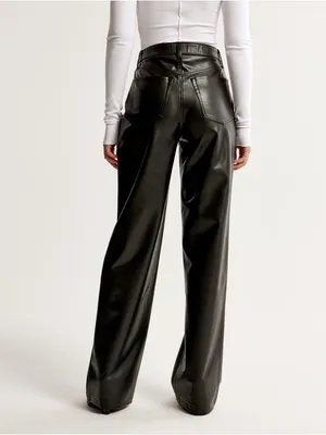 Abercrombie & Fitch Vegan Leather High Rise Loose Pant in Black Size 28 / 6 NWT thumbnail 5