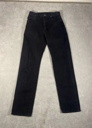 womens black‎ wrangler cowboy cut jeans black 9x32 (28x33) vtg USA thumbnail 1