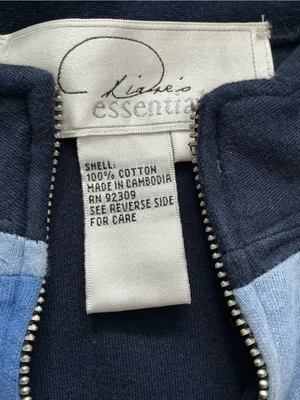 Essentials Navy and Light Blue Patchwork Embellished Zip Jacket Size 1X thumbnail 10