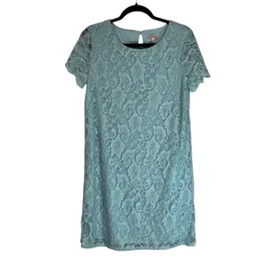 Juicy‎ Couture Blue Floral Lace Shift Dress Short Sleeve Aqua RN123475 Size Med thumbnail 8