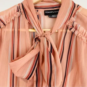 Hemant and Nandita Anthropologie striped button front blouse. Size XS. thumbnail 6