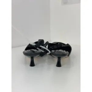 NEW Antonio Melani Kitten Heel Sling Back Black Leather Fur Minimalist US 8 thumbnail 7