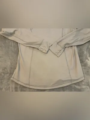 Old Navy Women's Light Beige/Gray Half-Zip Semi-Fitted Long Sleeve Top Size XL thumbnail 8