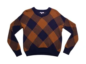 Madewell Sweater Womens Small Blue Brown Excellent Argyle Crewneck Knit Pullover thumbnail 1