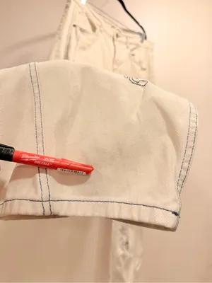 Daisy Street Faye Barrel Leg Embroidered Denim Contrast-Stitch Garment Sz XL thumbnail 7