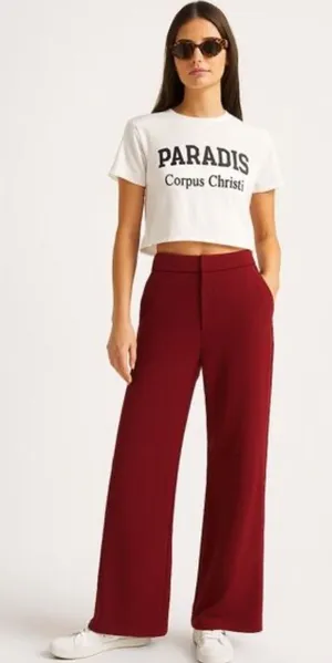 REFORMATION Wide Leg Pleated Chianti Pants Trousers thumbnail 1