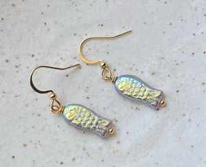 Handmade quality Czech glass beads fish unique dangle earrings⭐️🐟💕 thumbnail 6