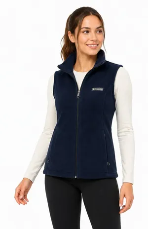 Columbia Benton Springs Navy Full Zip Fleece Vest Women’s M thumbnail 1