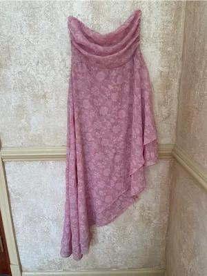 En Elly By Anthropologie Strapless Hi-Low Jacquard Cocktail Dress Pink Floral M thumbnail 5