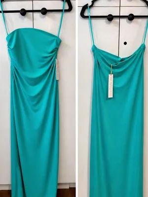 House of Harlow 1960 Turquoise Green Strapless Bodycon Midi Dress Double Lined thumbnail 2