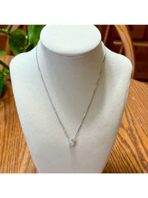 Silver Tone Cubic Zirconia Pendant With Chain Necklace New thumbnail 2
