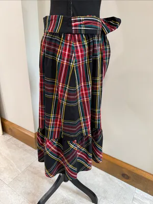 J. Crew Tartan Plaid Big Bow Ruffle Trim Midi Skirt size 6 thumbnail 6
