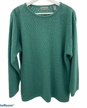 Allison Paige Size Lg Sweater Wool Angora Blend Long‎ Sleeve Sage Green Women's thumbnail 1
