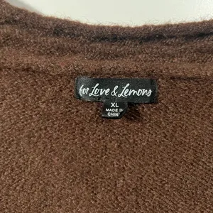 For Love & Lemons Cropped Amelia Sweater Chic Brown Knit with Back Tie Size XL thumbnail 3