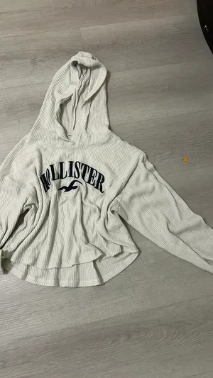 Hollister Cropped Sweater White Knit thumbnail 2