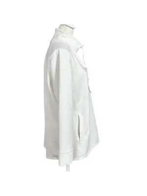 Jones New York Signature White w/ Ribbed Detail Funnel Neck Pullover Size Small thumbnail 2