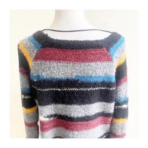 Free People Sweater Womens M Multi Striped Montmartre Knit Boat Neck Winter Wear thumbnail 5