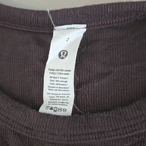 Lululemon Athletica Ribbed Dark Brown Long Sleeve Top Size 2 thumbnail 5